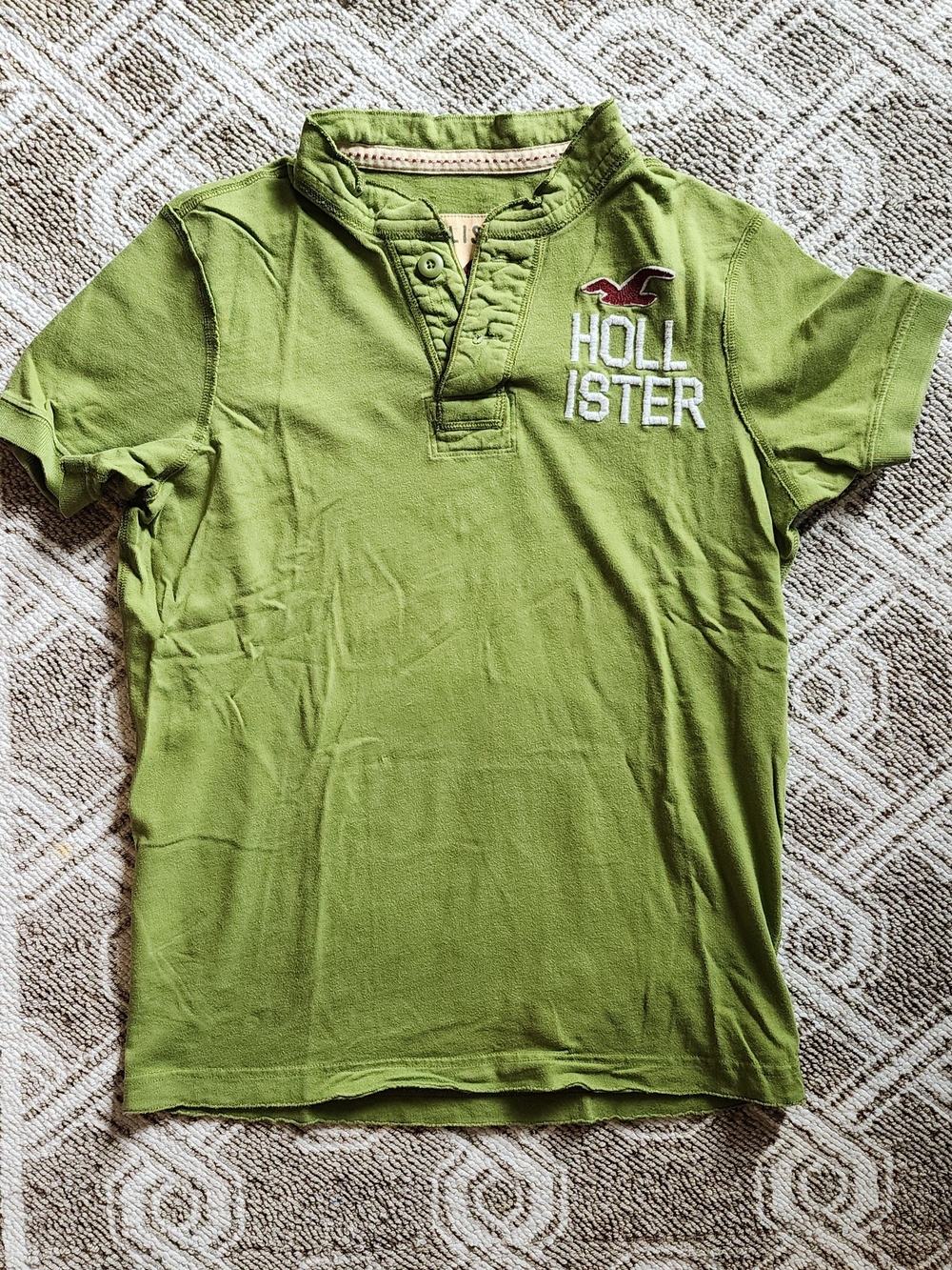 Hollister Lime Green Short-Sleeve Polo Henley